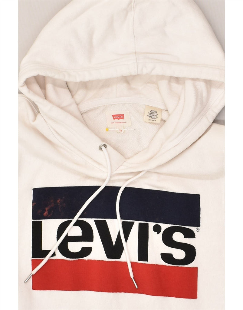 LEVI'S Mens Graphic Hoodie Jumper XS White Cotton | Vintage Levi's | Thrift | Second-Hand Levi's | Used Clothing | Messina Hembry 