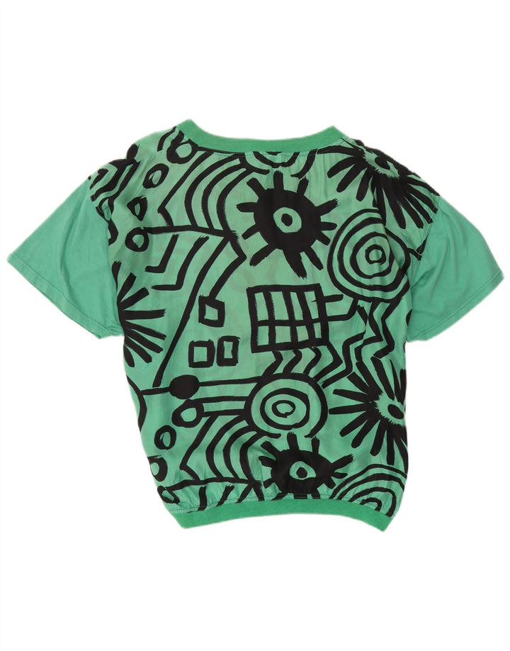 Codice Womens Oversized Blouse Top IT 44 Medium Green Geometric Silk