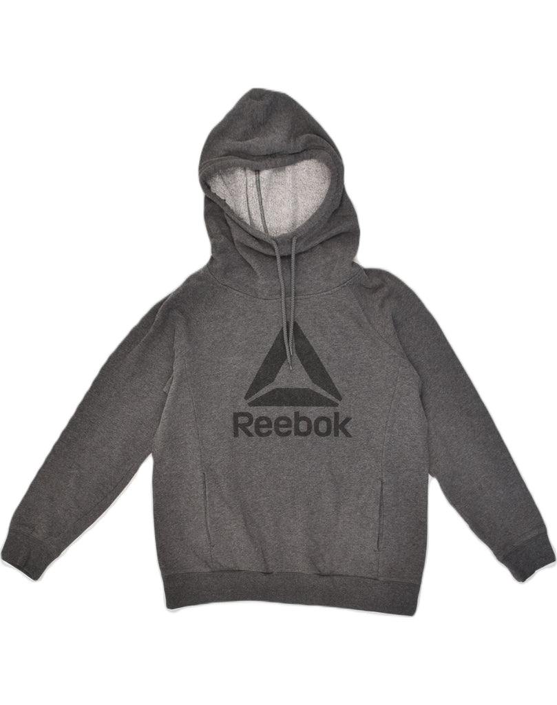 REEBOK Mens Graphic Hoodie Jumper Medium Grey Cotton | Vintage Reebok | Thrift | Second-Hand Reebok | Used Clothing | Messina Hembry 