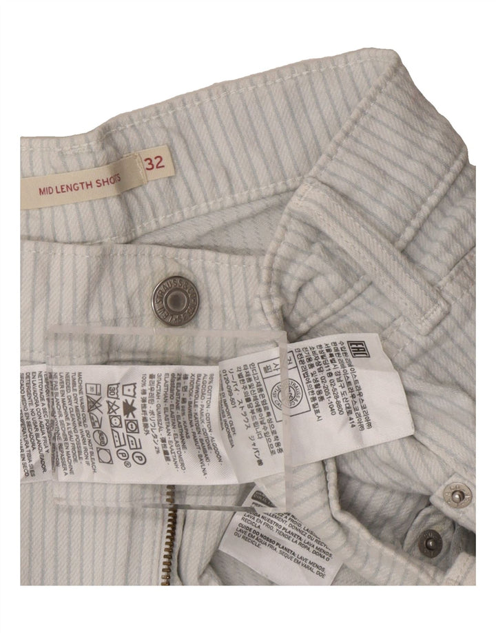 LEVI'S Womens Mid Rise Denim Shorts W32 Medium White Striped Cotton Vintage Levi's and Second-Hand Levi's from Messina Hembry 