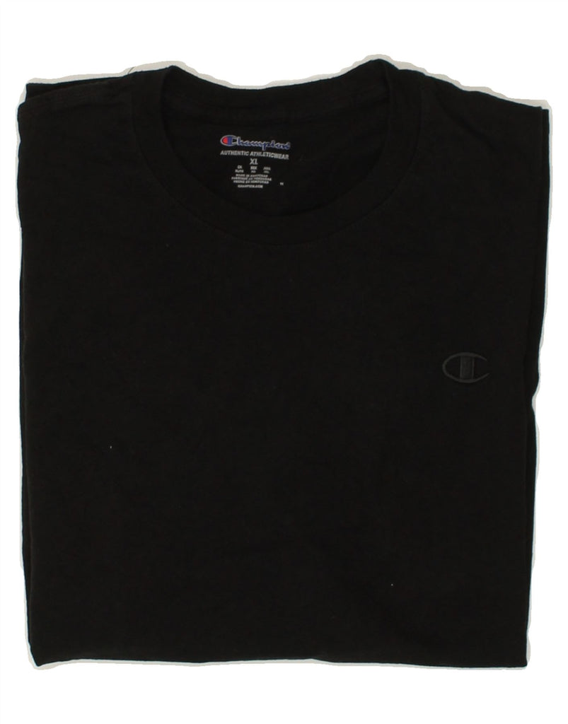 CHAMPION Mens T-Shirt Top XL Black Cotton | Vintage Champion | Thrift | Second-Hand Champion | Used Clothing | Messina Hembry 