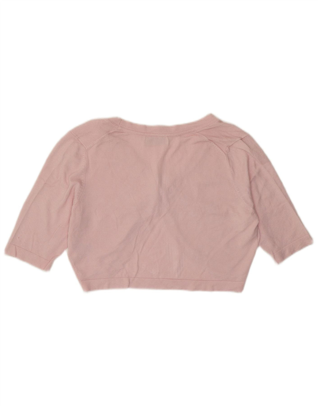Marks & Spencer Womens Crop Short Sleeve Cardigan Sweater UK 14 Medium Pink