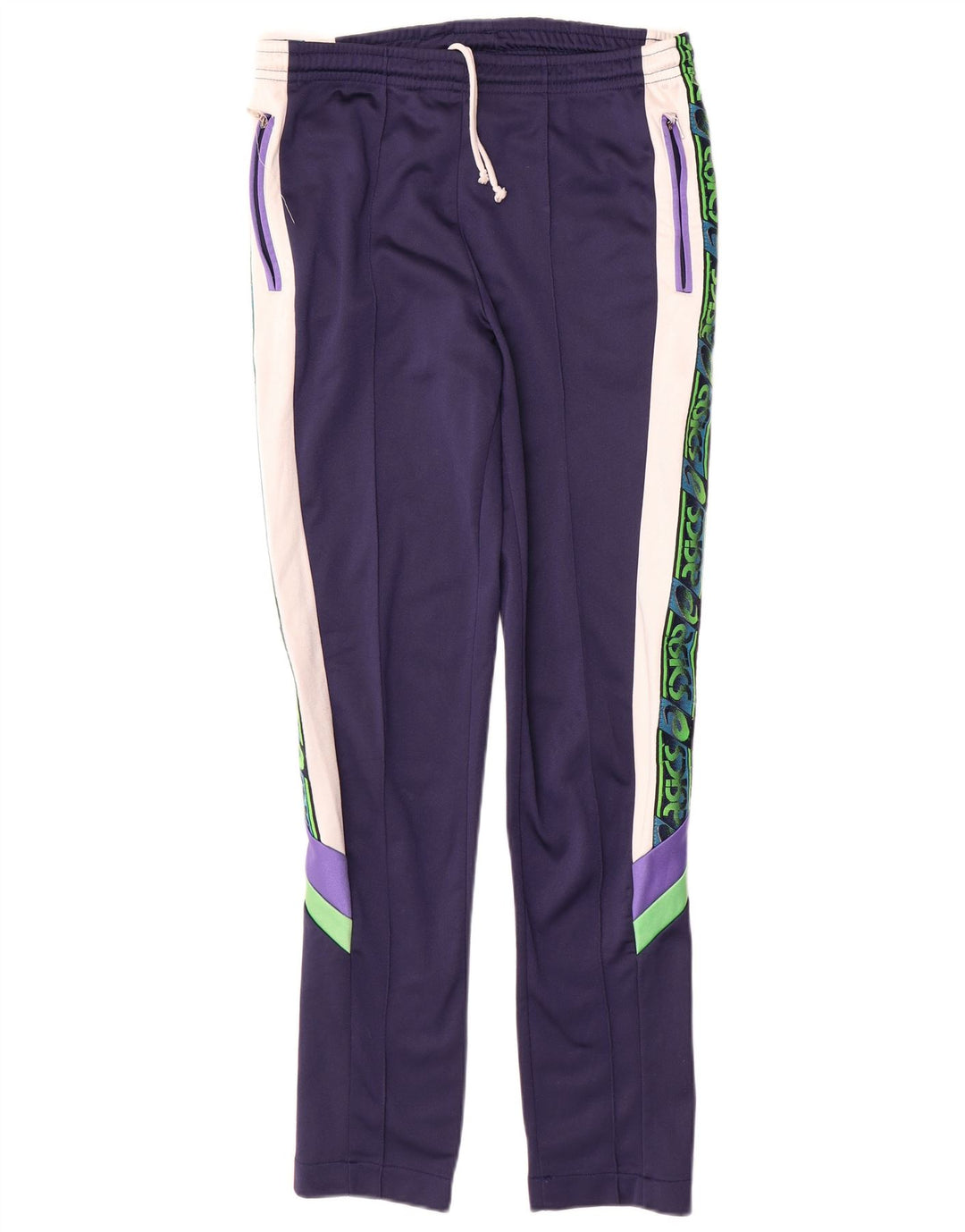 Asics Womens Full Tracksuit IT 46 Large Navy Blue Colourblock Polyamide