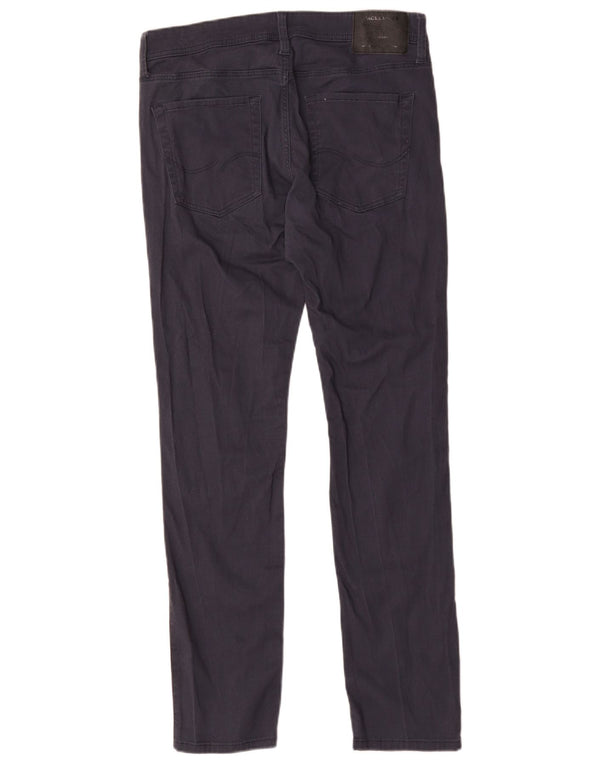 Jack & Jones Mens Straight Casual Trousers W32 L32 Navy Blue Cotton