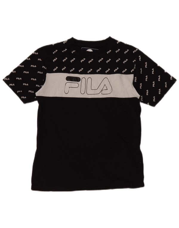Fila Boys Graphic T-Shirt Top 12-13 Years Black Cotton
