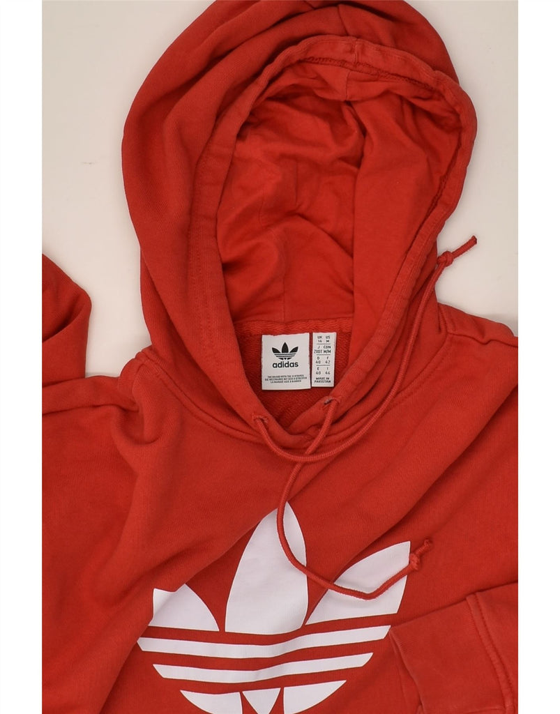 ADIDAS Womens Graphic Hoodie Jumper UK 14 Medium  Red Cotton | Vintage Adidas | Thrift | Second-Hand Adidas | Used Clothing | Messina Hembry 