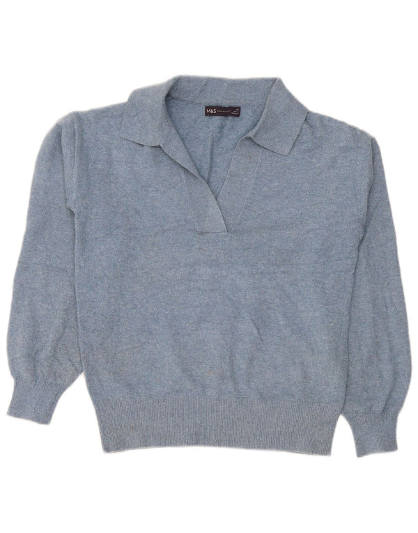 Marks & Spencer Womens Oversized Polo Neck Jumper Sweater UK 6 XS Blue