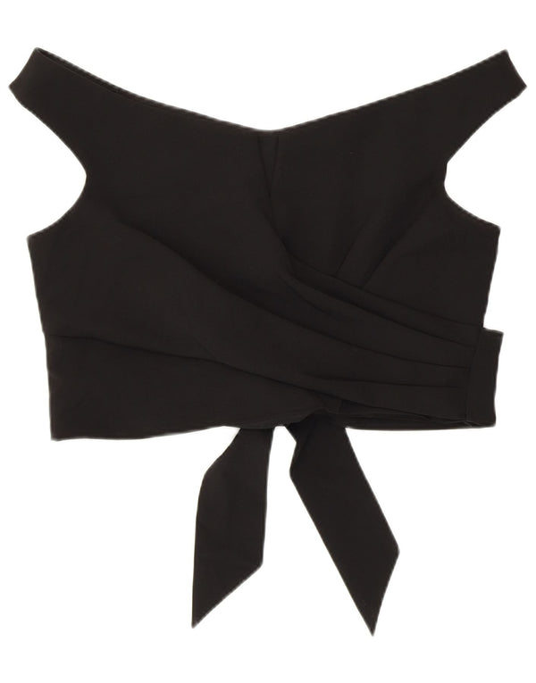 Coast Womens Crop Off Shoulder Top UK 16 Large Black Polyester