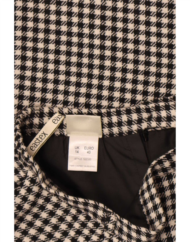Eastex Womens Midi Skirt UK 14 Medium W30 Black Houndstooth Wool