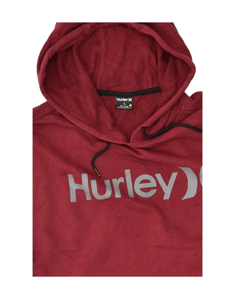 HURLEY Mens Graphic Hoodie Jumper Large Burgundy Cotton | Vintage Hurley | Thrift | Second-Hand Hurley | Used Clothing | Messina Hembry 