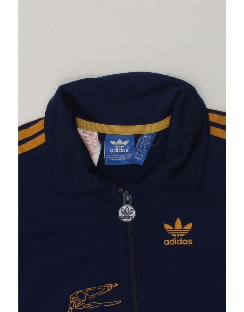 ADIDAS Boys Graphic Tracksuit Top Jacket 2-3 Years Navy Blue Polyester | Vintage Adidas | Thrift | Second-Hand Adidas | Used Clothing | Messina Hembry 