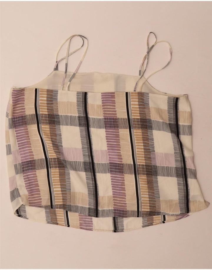 Marks & Spencer Womens Crop Cami Top UK 22 3XL Beige Check Polyester