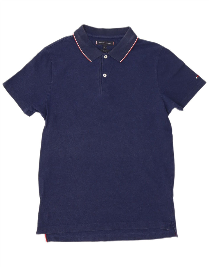 TOMMY HILFIGER Mens Slim Fit Polo Shirt Medium Navy Blue Cotton