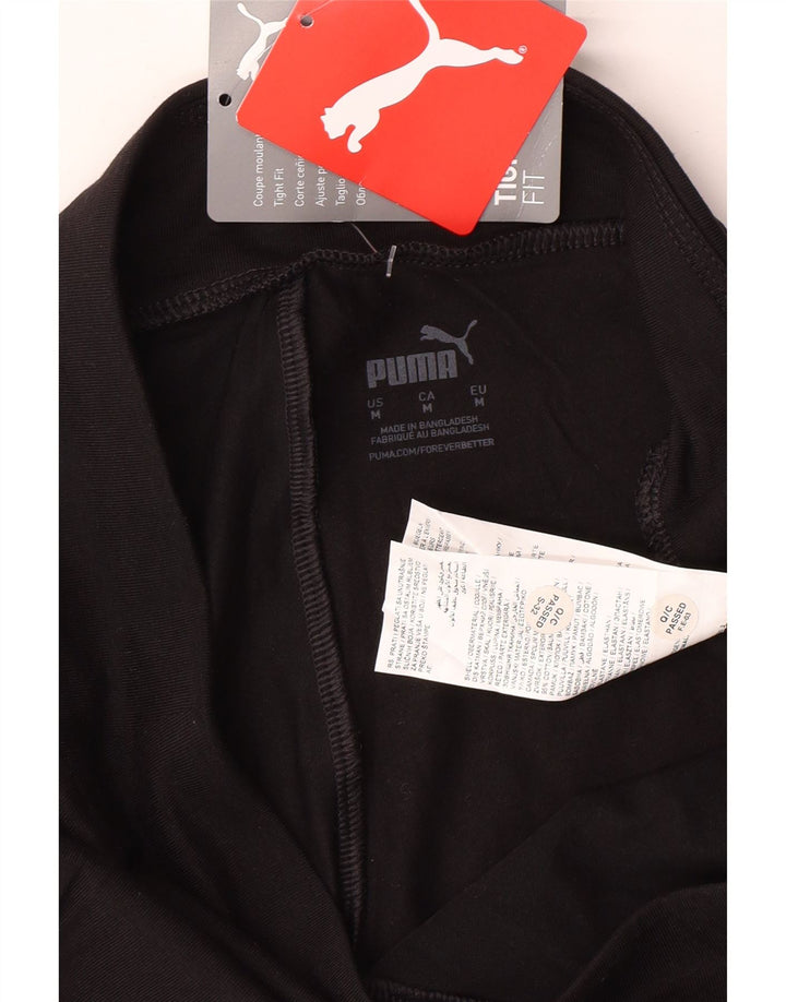 PUMA Womens Graphic Leggings UK 12 Medium  Black Cotton