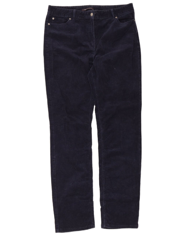 Marks & Spencer Womens Corduroy Trousers UK 14 Large W32 L31 Navy Blue