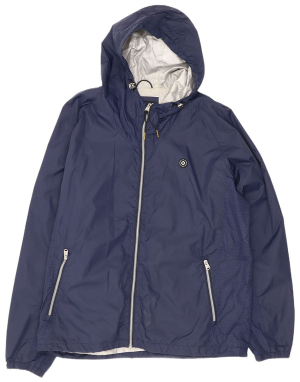 Jack & Jones Mens Hooded Rain Jacket UK 44 2XL Navy Blue
