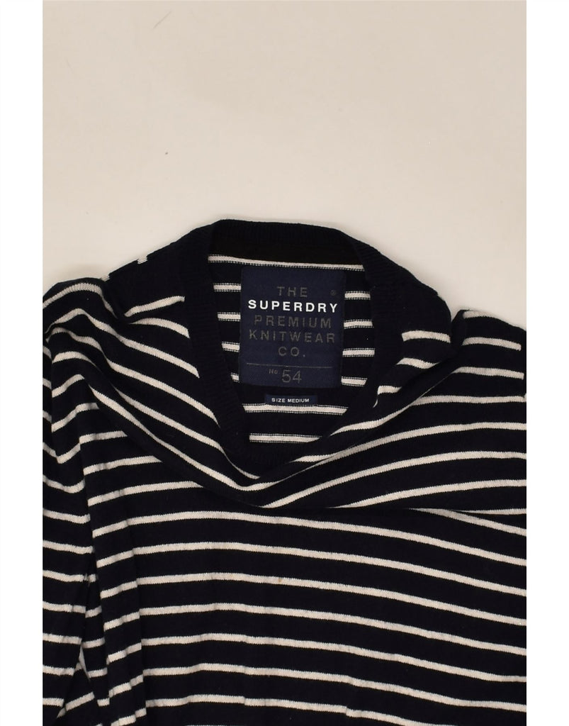 SUPERDRY Womens Crew Neck Jumper Sweater UK 12 Medium Navy Blue Striped | Vintage Superdry | Thrift | Second-Hand Superdry | Used Clothing | Messina Hembry 