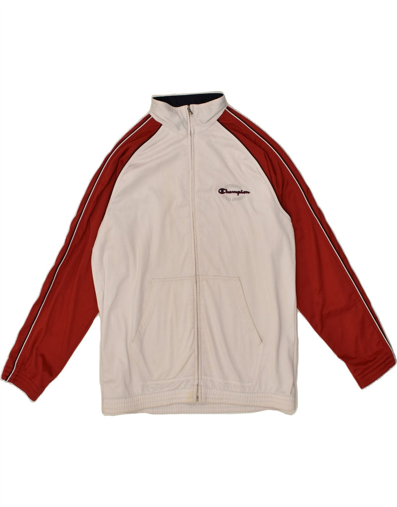 CHAMPION Boys Tracksuit Top Jacket 13-14 Years XL Off White Colourblock | Vintage Champion | Thrift | Second-Hand Champion | Used Clothing | Messina Hembry 