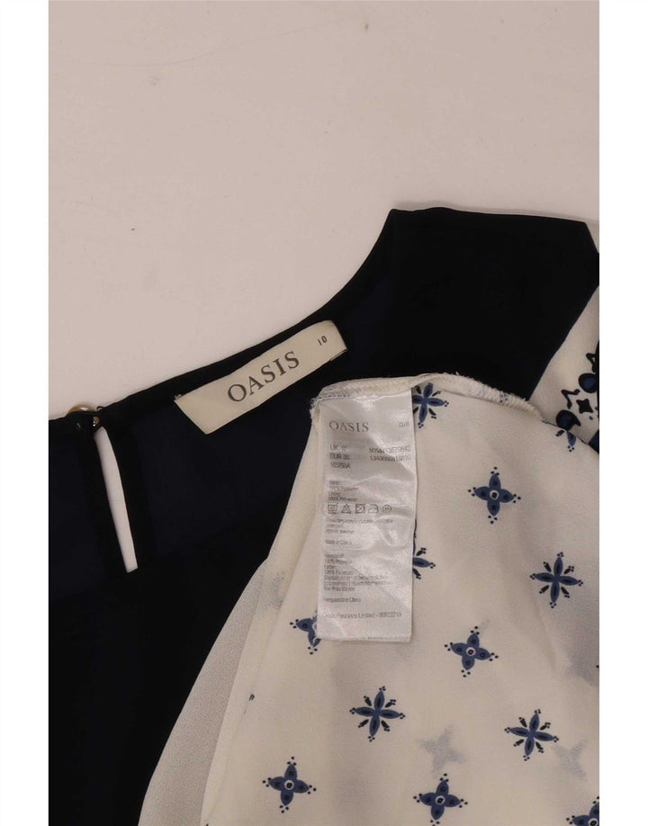 Oasis Womens Blouse Top UK 10 Small Navy Blue Paisley Polyester