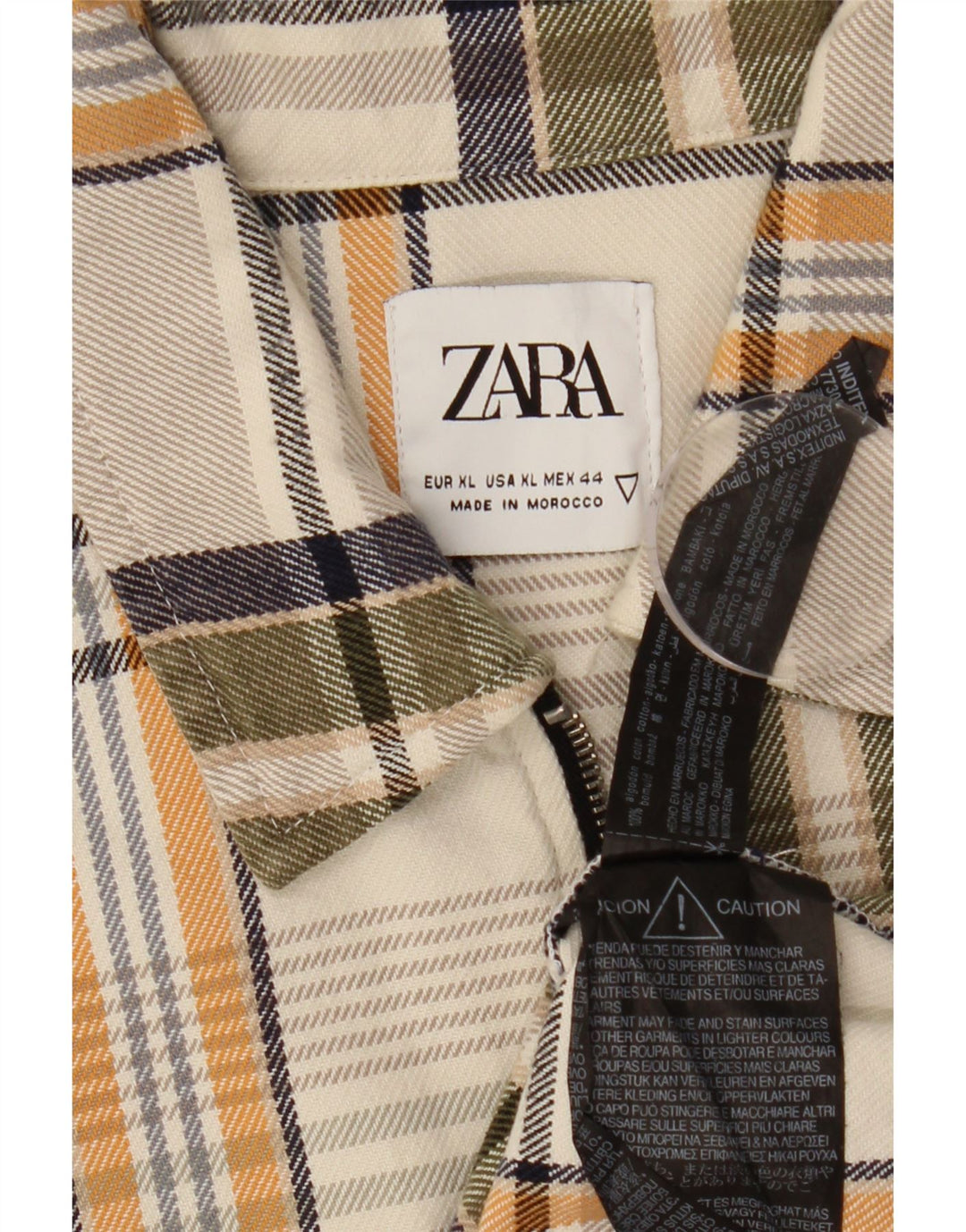Zara Mens Flannel Shirt XL Multicoloured Check Cotton