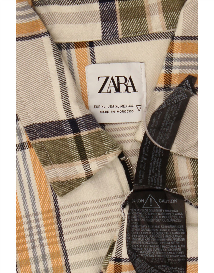 Zara Mens Flannel Shirt XL Multicoloured Check Cotton