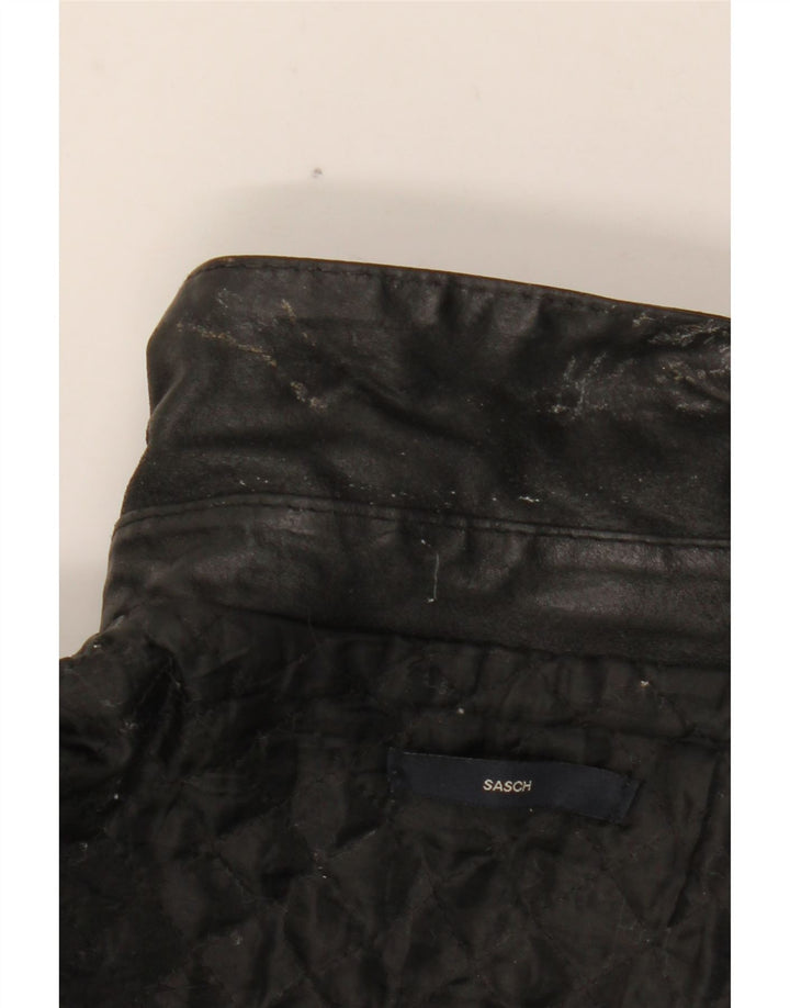 Sasch Mens Leather Jacket UK 40 Large Black Leather