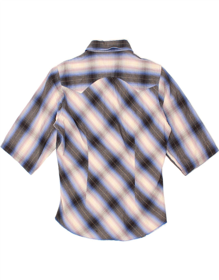 LEE Womens Short Sleeve Shirt UK 12 Medium Blue Check Cotton Vintage Lee and Second-Hand Lee from Messina Hembry 