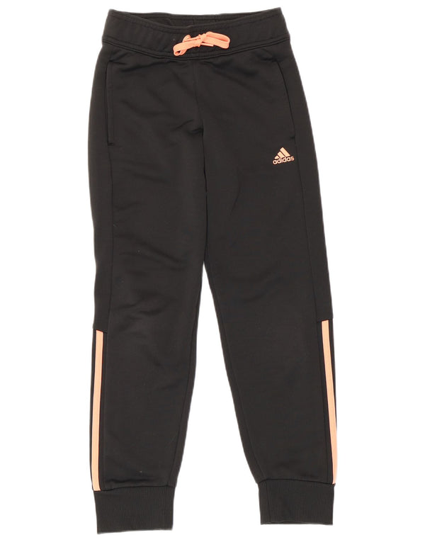 Adidas Girls Tracksuit Trousers Joggers 9-10 Years Black Polyester