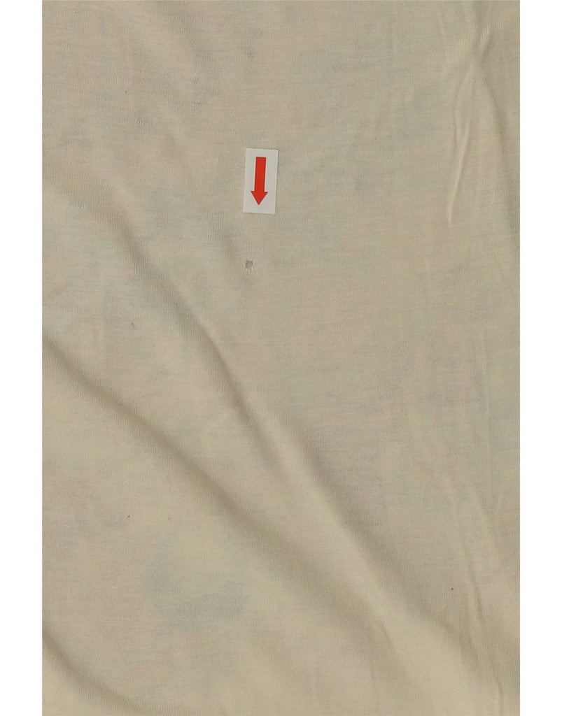 DESIGUAL Womens Graphic T-Shirt Top UK 12 Medium Off White Floral Viscose Vintage Desigual and Second-Hand Desigual from Messina Hembry 