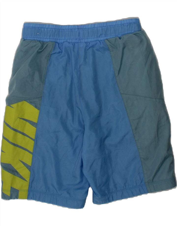 NIKE Boys Graphic Sport Shorts 10-11 Years Medium Blue Colourblock Vintage Nike and Second-Hand Nike from Messina Hembry 