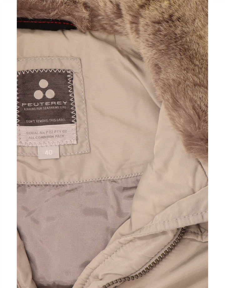 PEUTEREY Womens Hooded Padded Jacket IT 40 Small Grey Polyamide