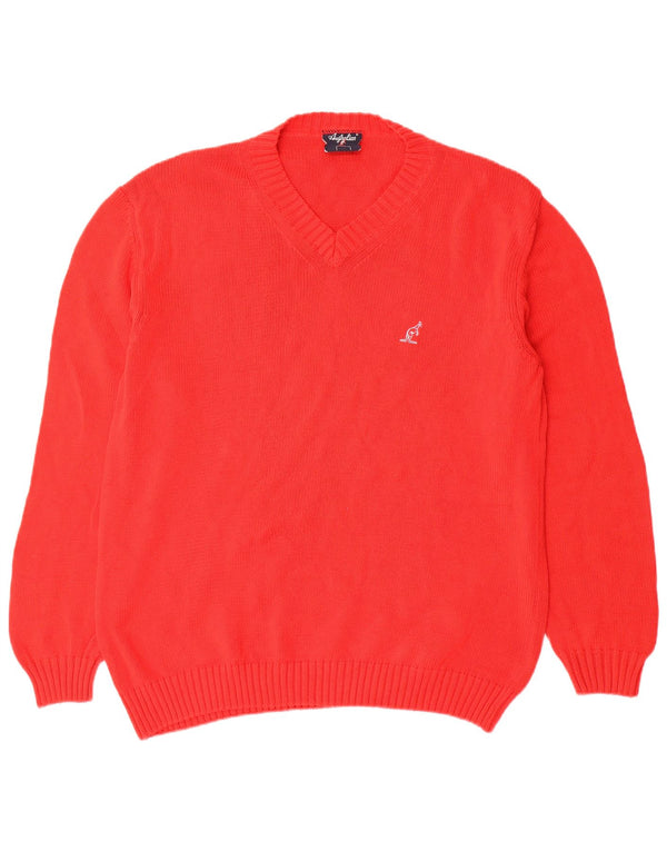 AUSTRALIAN L'ALPINA Mens V-Neck Jumper Sweater IT 52 Large Red