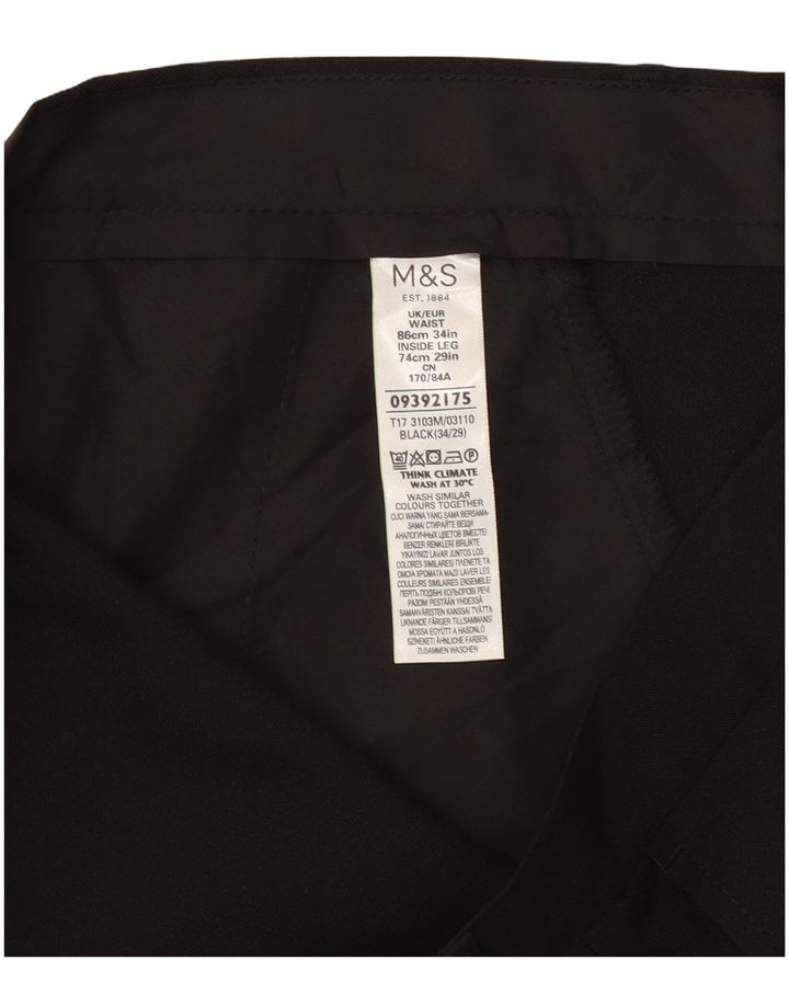 Marks & Spencer Mens Straight Chino Trousers W34 L29 Black Polyester