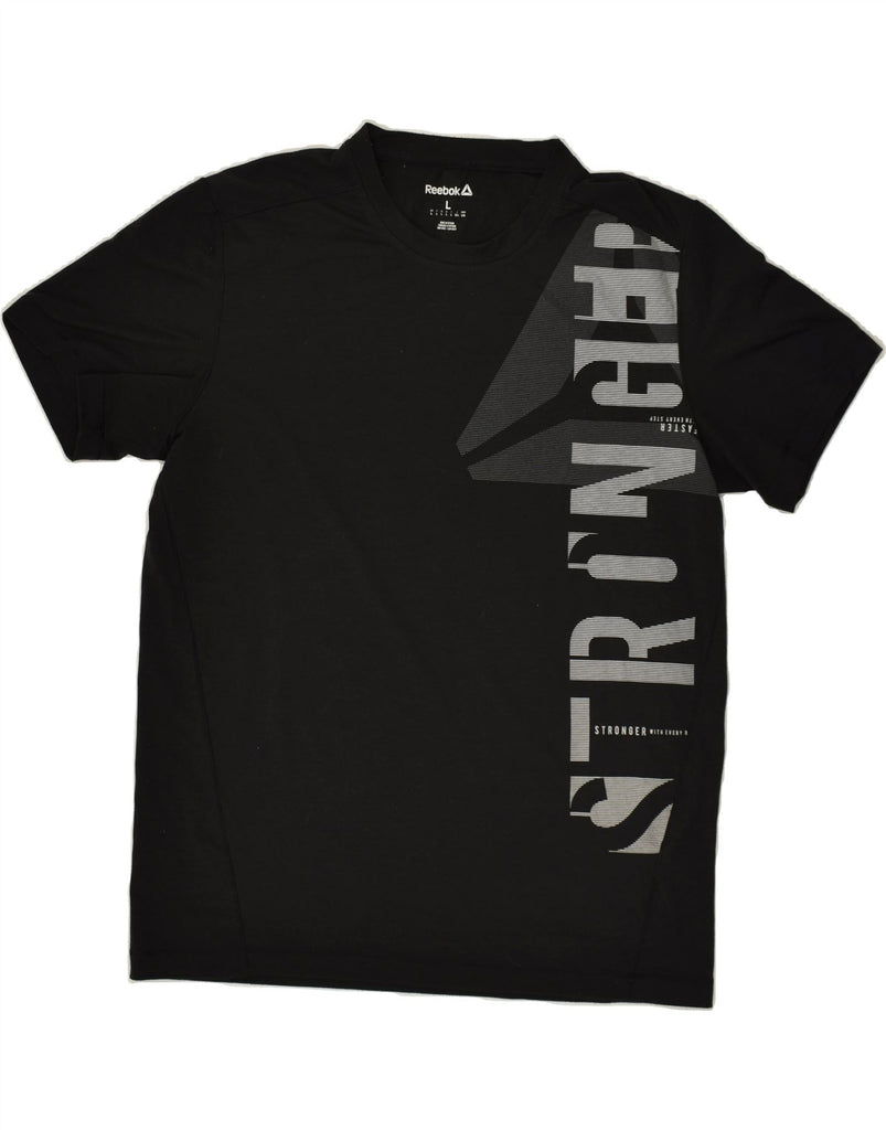 REEBOK Mens Graphic T-Shirt Top Large Black | Vintage Reebok | Thrift | Second-Hand Reebok | Used Clothing | Messina Hembry 