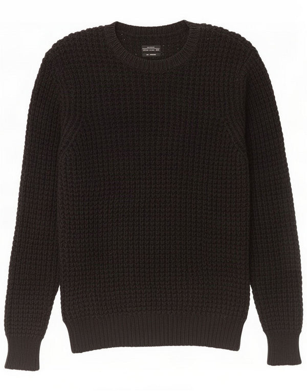 All Saints Mens Boat Neck Jumper Sweater Medium Black Cotton