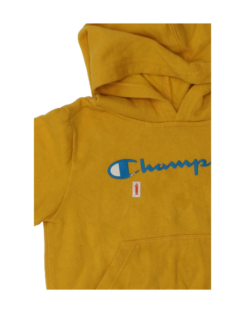 CHAMPION Boys Graphic Hoodie Jumper 3-4 Years Yellow Cotton | Vintage Champion | Thrift | Second-Hand Champion | Used Clothing | Messina Hembry 