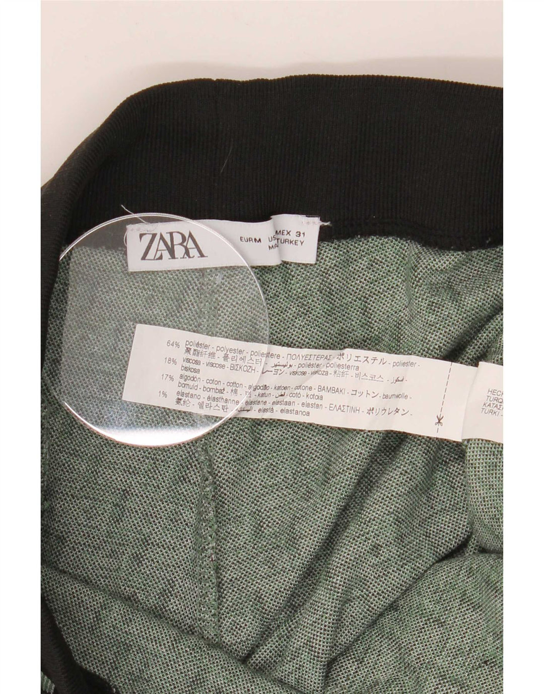 Zara Mens Tracksuit Trousers Joggers Medium Green Geometric Polyester