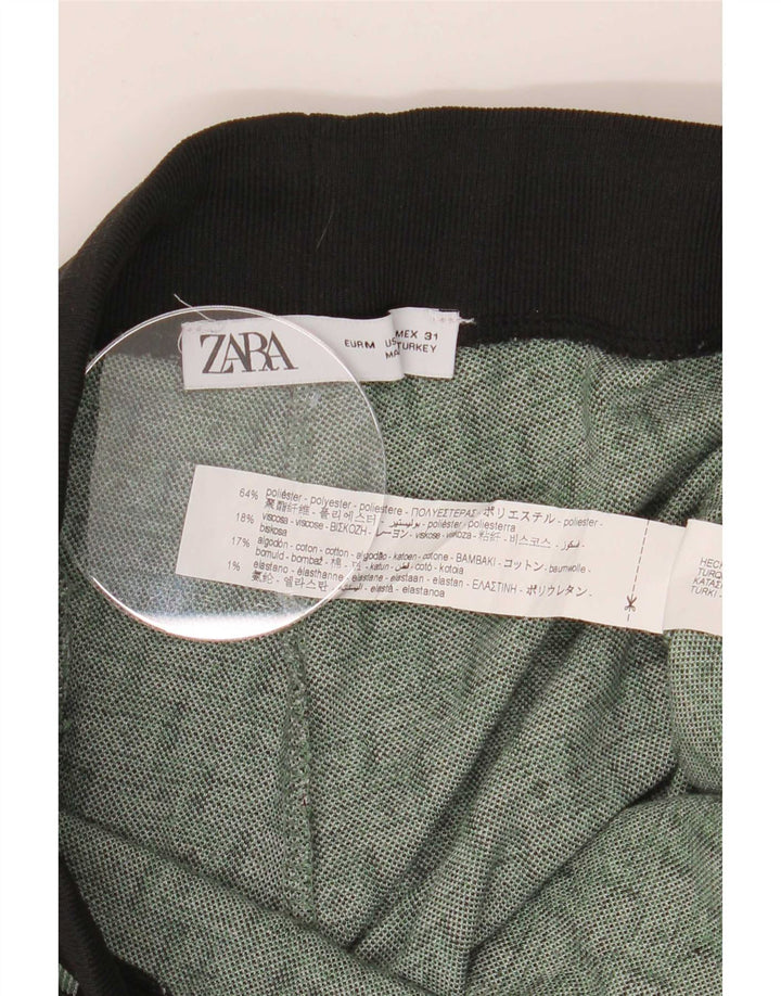 Zara Mens Tracksuit Trousers Joggers Medium Green Geometric Polyester
