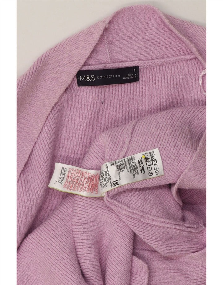 Marks & Spencer Womens Longline Open Cardigan Sweater UK 12 Medium Pink