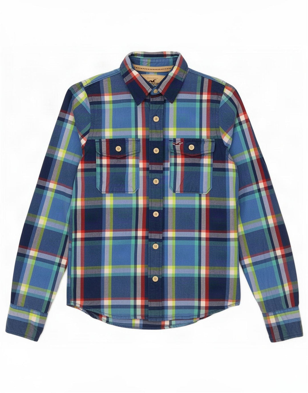 Hollister Mens Shirt Medium Blue Plaid Cotton