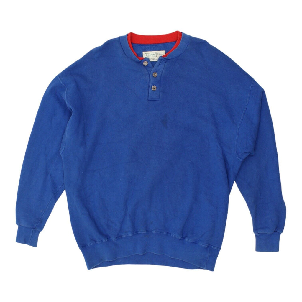 L.L. Bean Mens Blue Henley Sweatshirt | Vintage Designer Outdoors Wear VTG | Vintage Messina Hembry | Thrift | Second-Hand Messina Hembry | Used Clothing | Messina Hembry 