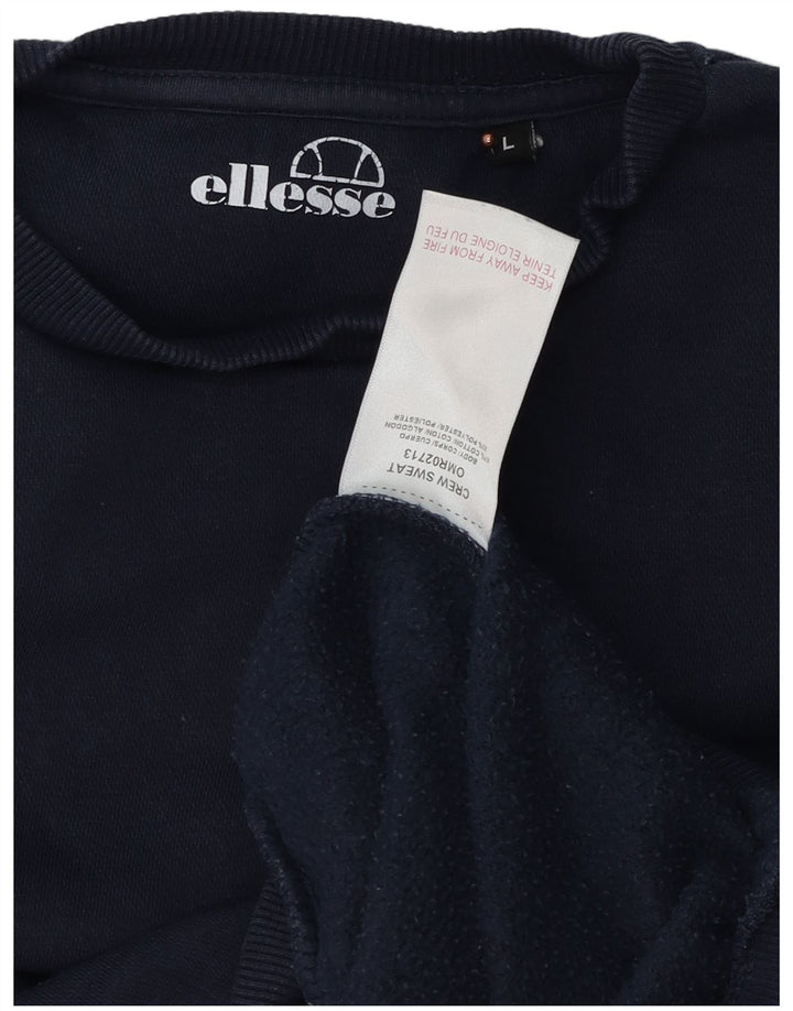 ELLESSE Mens Sweatshirt Jumper Large Navy Blue Cotton