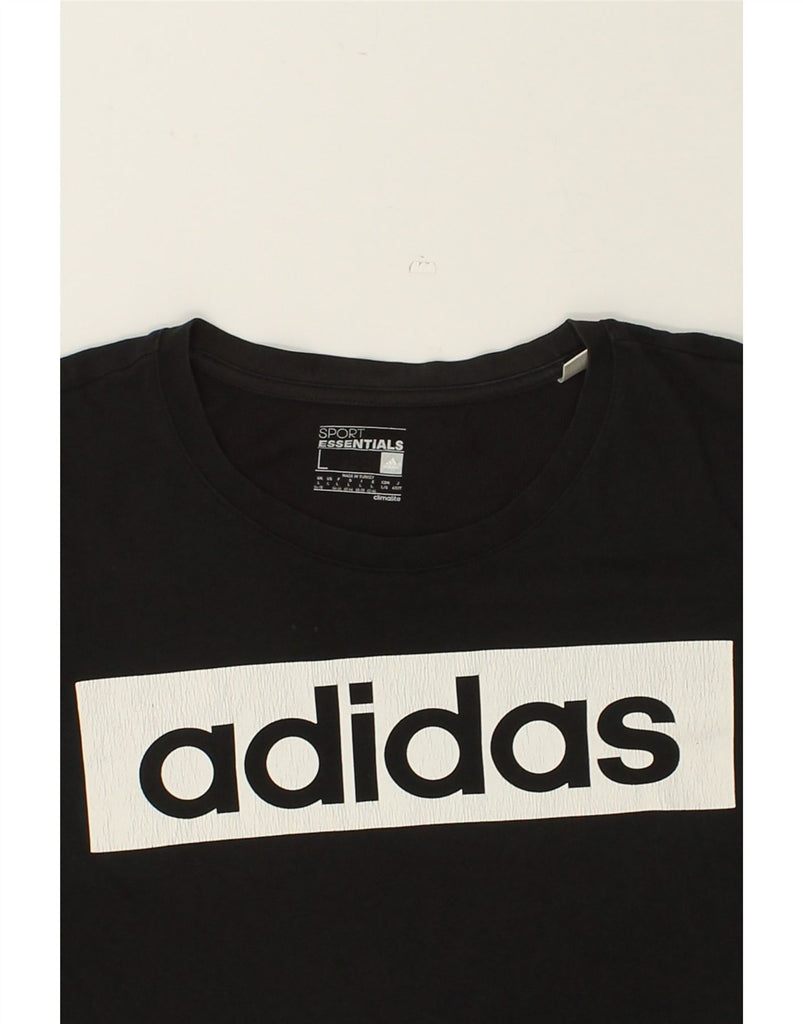 ADIDAS Womens Climalite Graphic T-Shirt Top UK 14/16 Large Black Cotton | Vintage Adidas | Thrift | Second-Hand Adidas | Used Clothing | Messina Hembry 