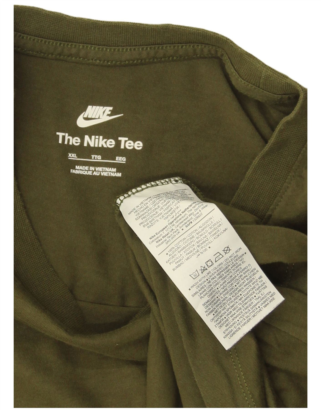 NIKE Mens T-Shirt Top 2XL Khaki Cotton