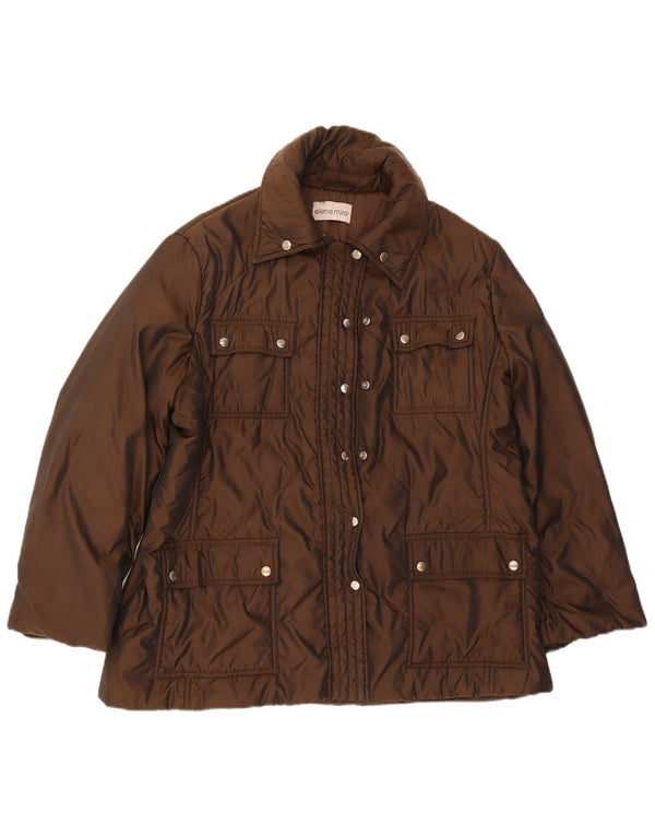 ELENA MIRO Womens Padded Jacket UK 18 XL Brown Polyester