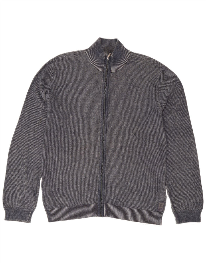 Calvin Klein Jeans Mens Cardigan Sweater  Large Navy Blue Cotton