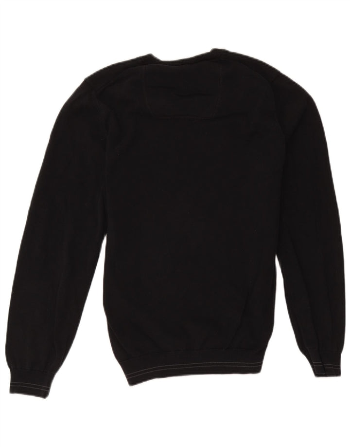 Hugo Boss Mens V-Neck Jumper Sweater Small Black Cotton