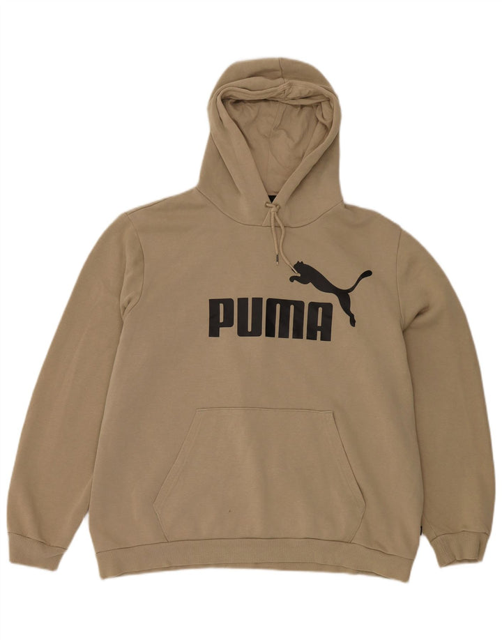 PUMA Mens Graphic Hoodie Jumper XL Beige Cotton