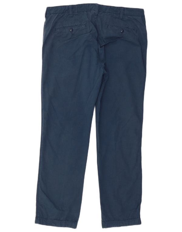 Marks & Spencer Mens Straight Chino Trousers W36 L29 Blue Cotton