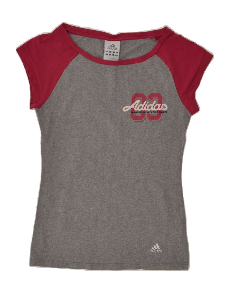 ADIDAS Womens T-Shirt Top UK 8 Small Grey Colourblock | Vintage Adidas | Thrift | Second-Hand Adidas | Used Clothing | Messina Hembry 